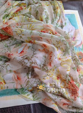 水墨雪纺条纹大波点碎花百褶紫色烧花汉服洛丽塔古风仙面料油画布