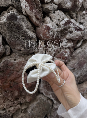 Fishcosy韩国新款 设计师原创手做发抓  纯色布艺抓夹 配流苏串珠
