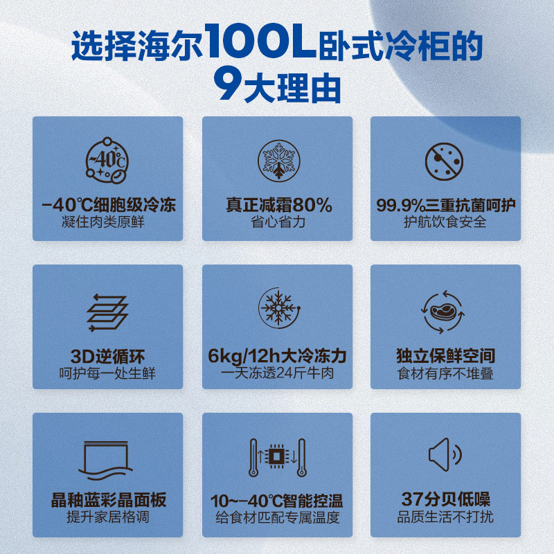 海尔100/142/200升冷藏小冰柜全冷冻家用商用零下-40℃冰箱冷柜-图0