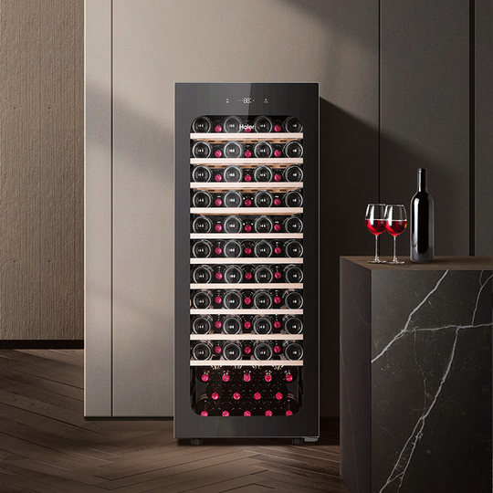 Haier 84-bottle air-cooled ultra-thin home red wine cabinet refrigerated uniform temperature silent wine cellar-level ice bar