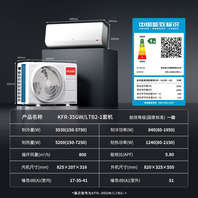 重磅新品[超省电Max+]海尔出品统帅空调双排神机1.5匹新一级挂机