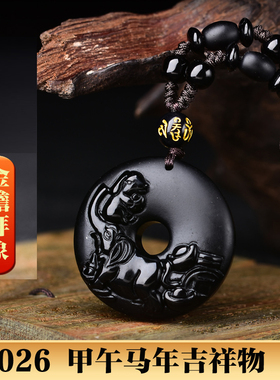 2026年淘运开阁属龙吉祥物金蟾拜象吊坠黑曜石生肖龙项链钥匙扣