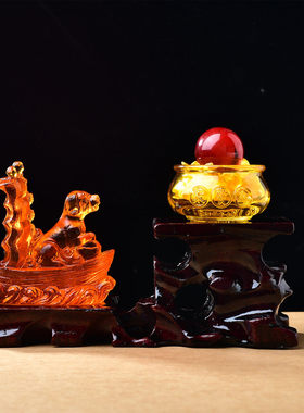 易明开居贵犬乘舟宝吉懿水琉璃摆件属兔2026马年吉祥物办公室卧室