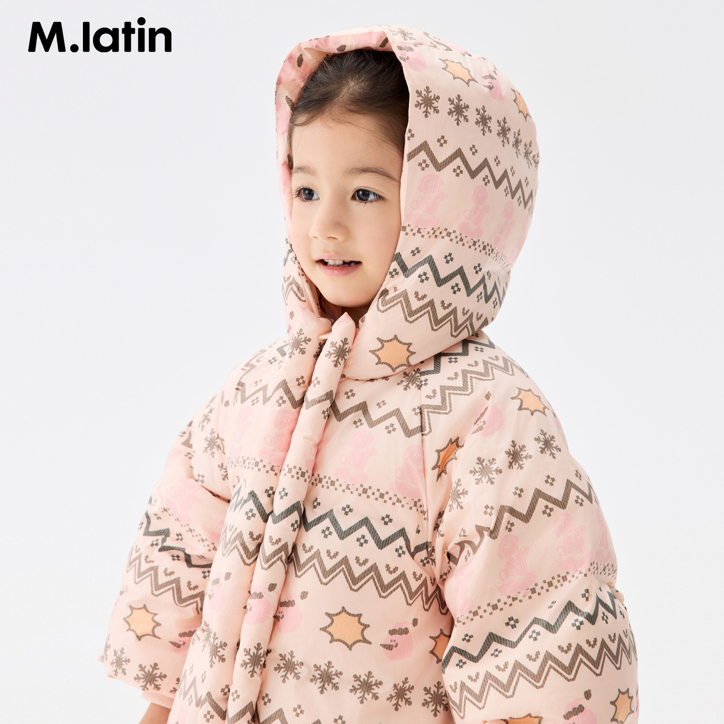 马拉丁儿童羽绒服25冬装新款女小童娃娃裙费尔岛印花中长羽绒服,淘宝优惠券,粉丝福利购,淘宝优惠卷