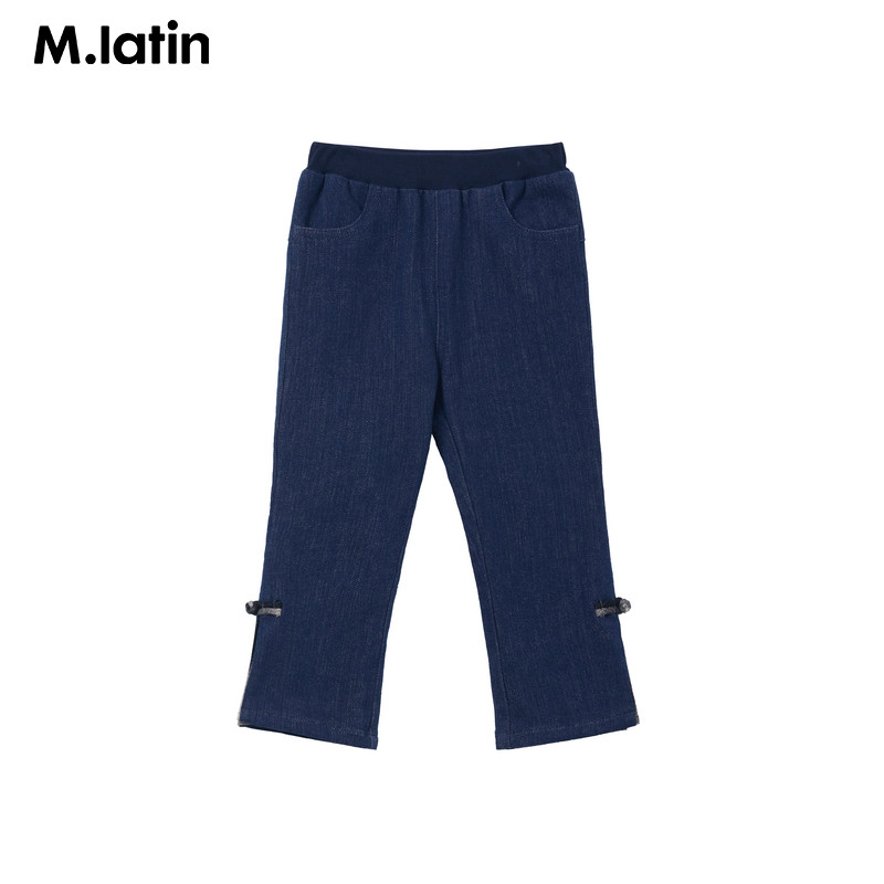 【商场同款】马拉丁童装裤子秋装女小童撞色刺绣牛仔长裤