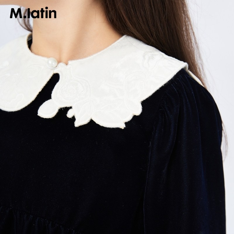 商场同款马拉丁童装女童连衣裙春装新款丝绒大翻领长袖裙子,淘宝优惠券,粉丝福利购,淘宝优惠卷