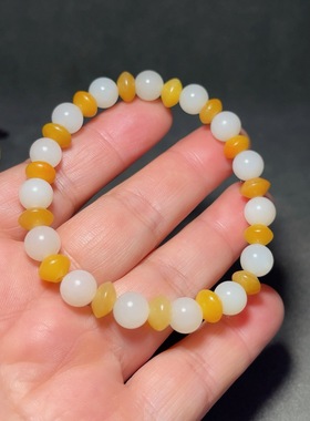 天然白玉籽料手链手串18.2克