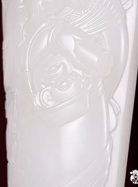 付雪飞工作室重100克新疆和田玉羊脂白玉原毛孔皮玉牌 财神聚宝图