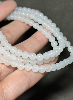 天然新疆和田玉白玉籽料手链手串25.5克