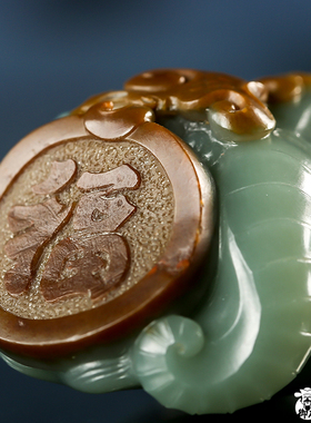 新疆和田青玉黄皮籽料领头羊 118克扳指戒指玉石指环天然