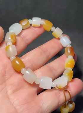 天然新疆和田玉白玉籽料手牌手链18.5克