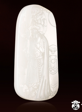 新疆和田玉白玉籽料关公吊坠男女款挂件天然玉石项链玉牌