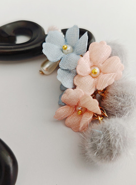 檀木发簪毛球硬木国风发钗