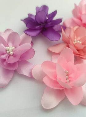 diy花朵半成品立体缎面儿童发饰