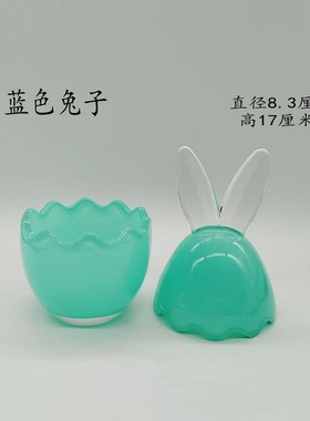 欧式轻奢风玻璃兔子摆件