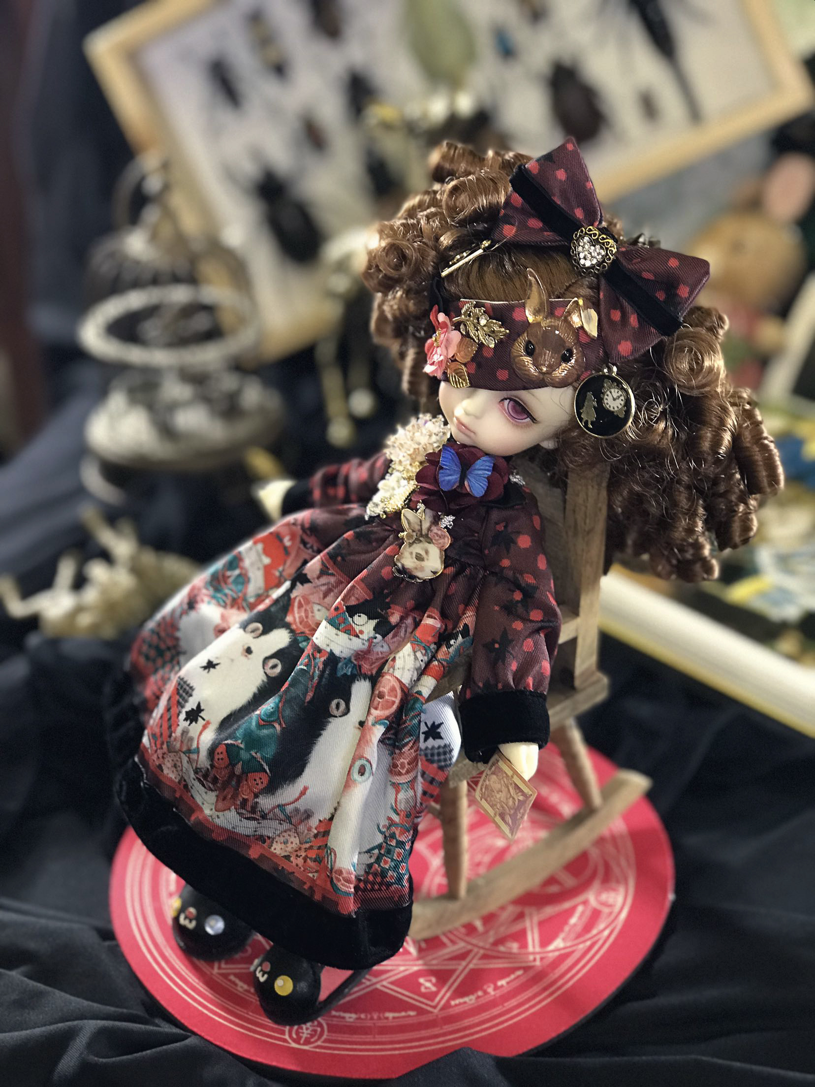 花音阁 现货】sd bjd 娃衣 6分 洋装 YOSD 1/6 黑童话猫兔款 - 图3