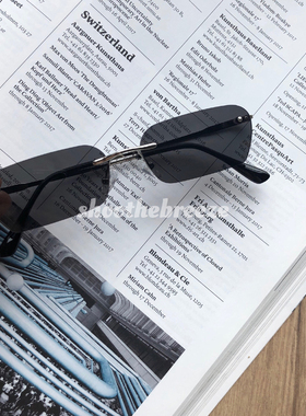 复古黑色超小窄金属细腿墨镜