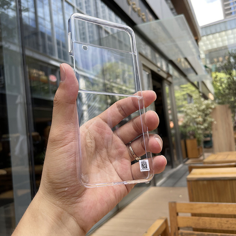 未拆封适用于三星ZFlip4手机壳W23flip保护套折叠屏透明原装保护壳简约透明正品Galaxy ZFlip4小清新男女外壳