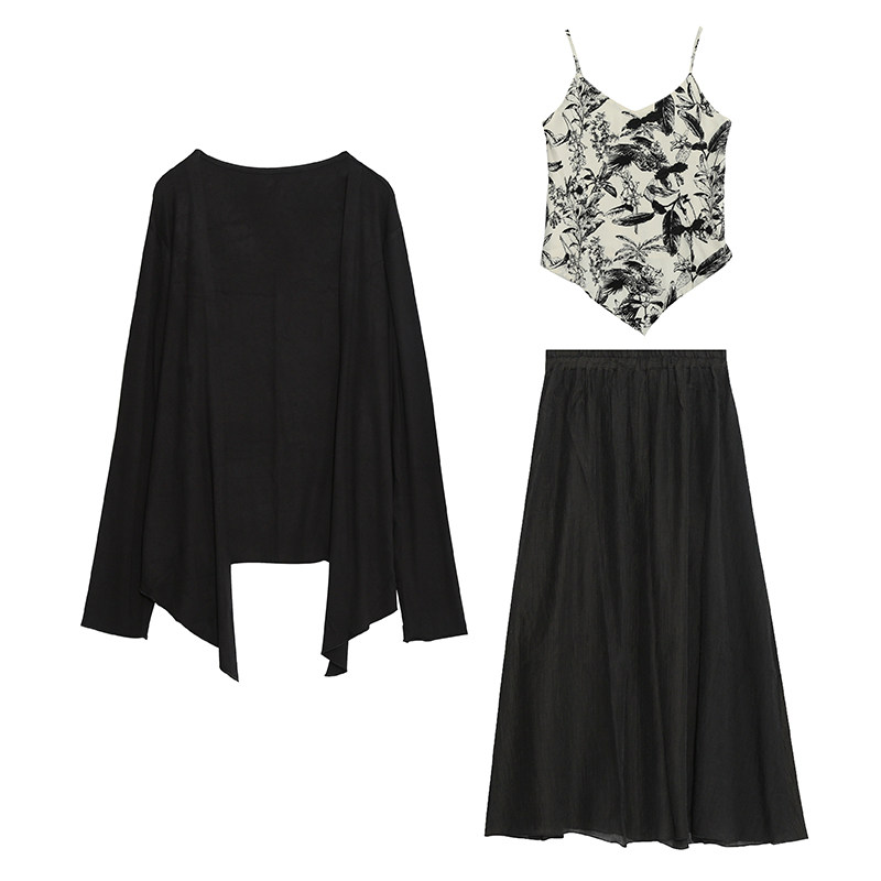 春季新品大码女装200斤胖mm设计感国风三件套装中式吊带开衫半裙,淘宝优惠券,粉丝福利购,淘宝优惠卷