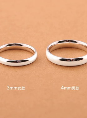 免费刻字999纯银戒指男女闭口情侣戒指一对尾戒设计感圣诞节礼物