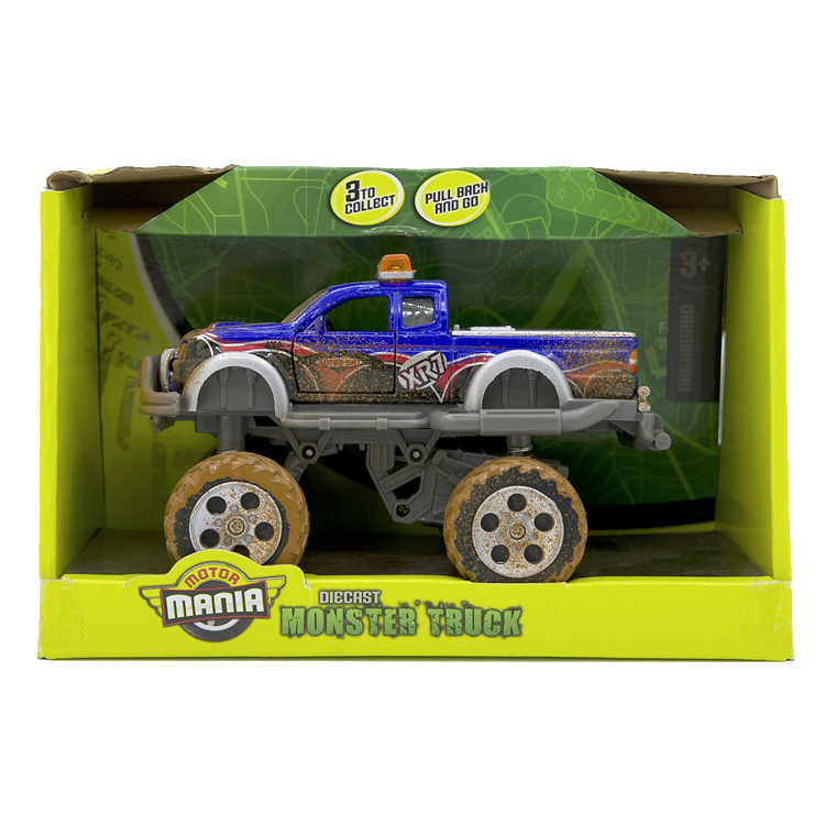 MOTOR Mania Monster truck 合金回力泥污做旧涂装怪兽越野皮卡车 - 图0