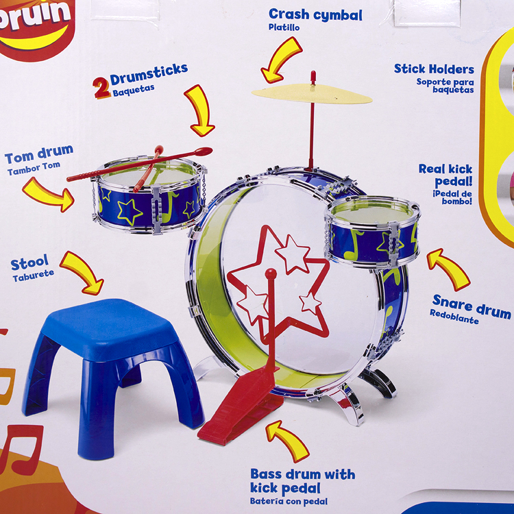 Bruin Big Beats Drum儿童打击乐器带琴凳子摇滚音乐架子鼓玩具 - 图2
