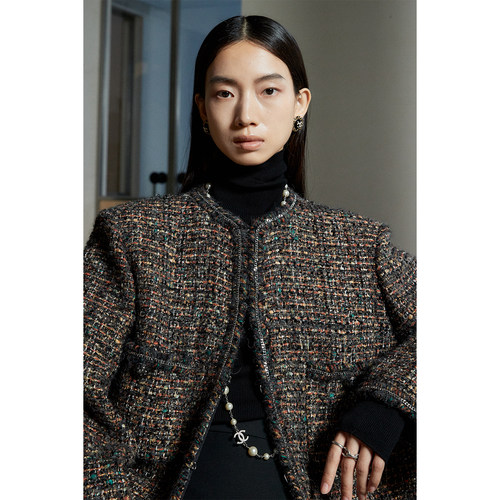 MRS Studios 法国SCOP&英国Linton高定埃及系列重工黑彩小香外套 - 图1