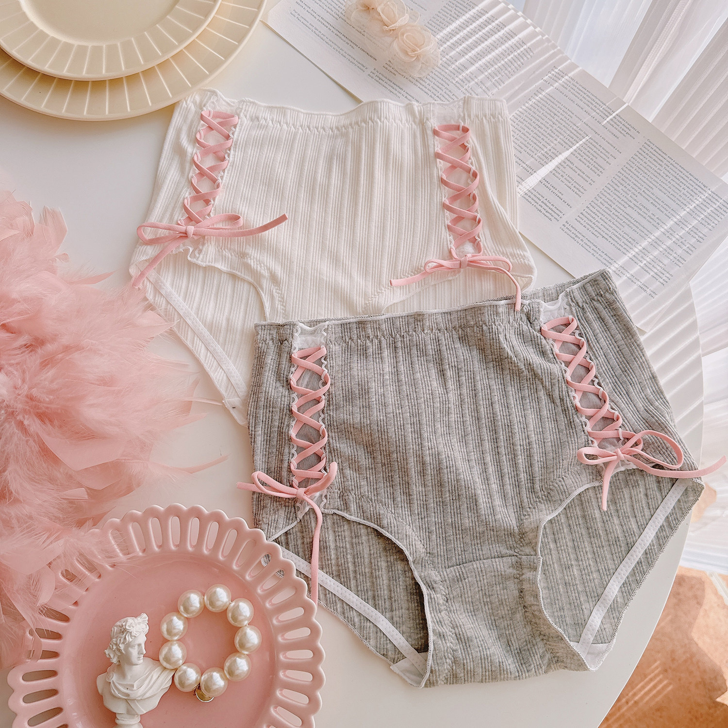 法式情结~辣妹风高腰三角裤甜美交叉绑带纯欲性感包臀内裤女生,淘宝优惠券,粉丝福利购,淘宝优惠卷