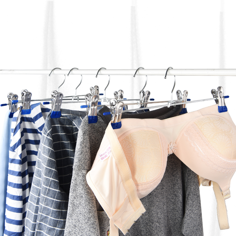 带夹子裤架 加厚加粗不锈钢裤夹内衣袜子晾晒夹防风防滑晾裤夹子 - 图1