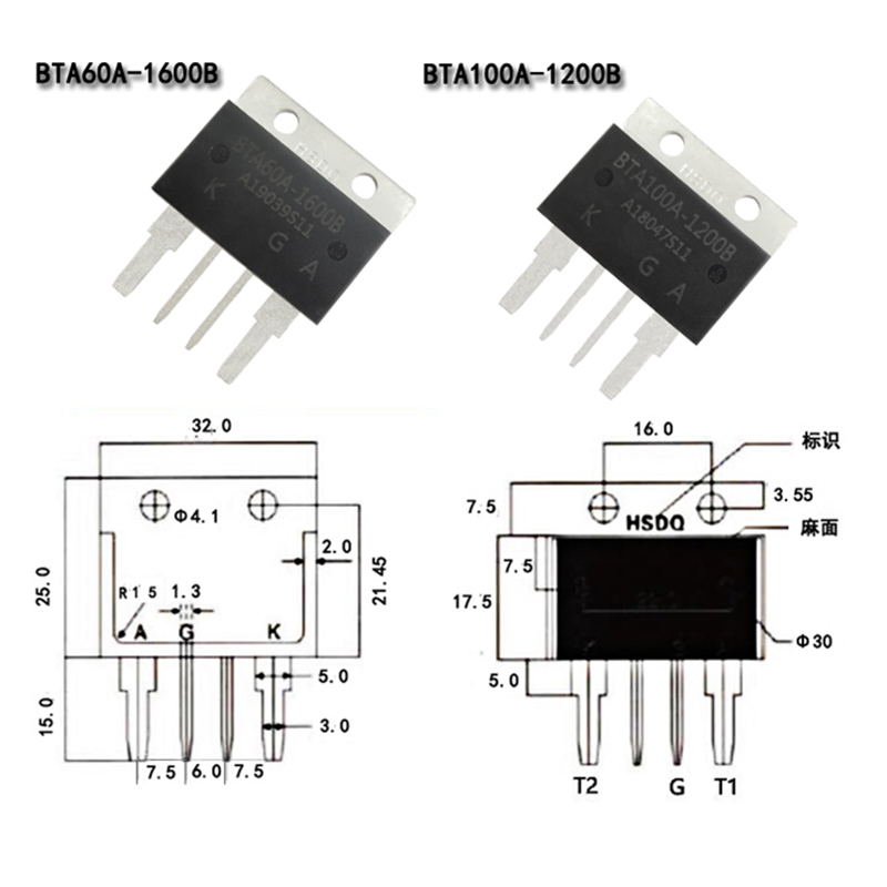 BTA100A-1200B双向可控硅BTA80A60A800V直插晶闸管点焊机41A-800B - 图2