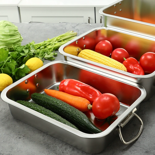 Квадратный поддон из нержавеющей стали поддона - это ручка, углубляйте коммерческое использование плоского бассейна с рисовой тарелкой охлаждаемой охлажденной блюдо Ejiao