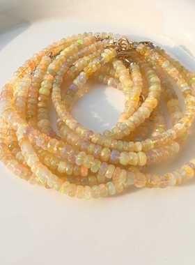 金光灿灿好火彩！天然黄色底欧泊14K包金手链送女生十月生辰石