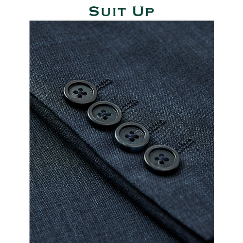 Комплект, классический костюм, мужское синее тонкое платье для отдыха, изысканный стиль