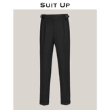 Штаны, мужской трендовый осенний пиджак классического кроя, высокая талия, облегающий крой