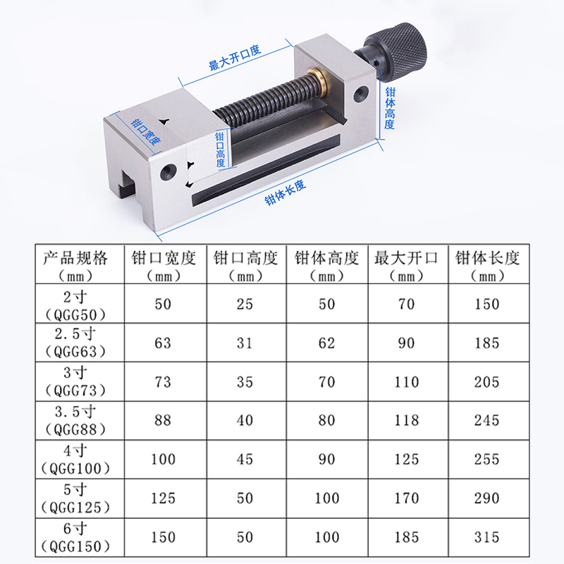 精密平口钳QGG台钳子手动磨床批士直角23456寸夹具铣床小型台虎钳