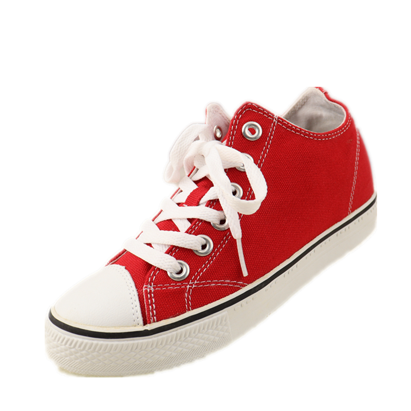 帆布拼真皮圆头低跟系带橡胶底情侣鞋女鞋子多色甜美休闲板鞋