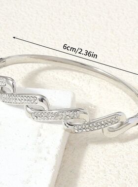 新款时尚百搭独特个性镶钻手镯轻奢小众设计感环形双圈手环首饰女