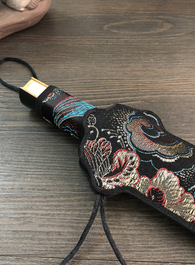 提绳款高档锦缎宋锦扇套纯手工制喜庆扇子保护78910寸扇袋送扇箍