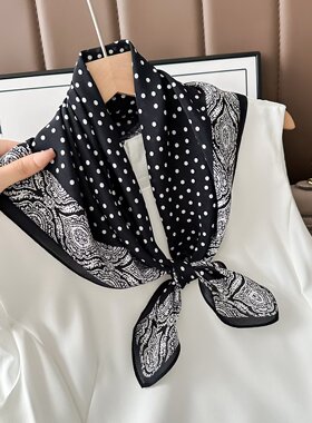 真丝双绉胭绿繁花桑蚕丝丝巾双绉围巾中方巾65*65cm春夏女士护颈