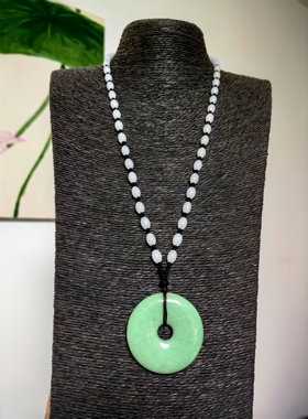 天然东陵玉吊坠50MM男女款项链玉坠玉石挂件