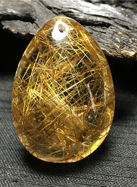 天然金发晶钛晶水滴形吊坠饰品