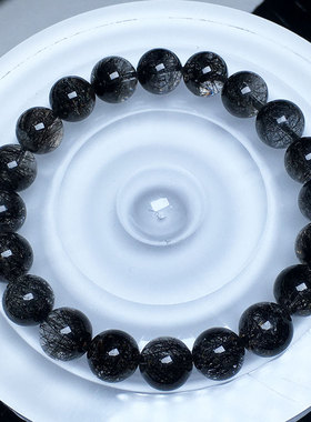 简约天然水晶黑发晶单圈手串