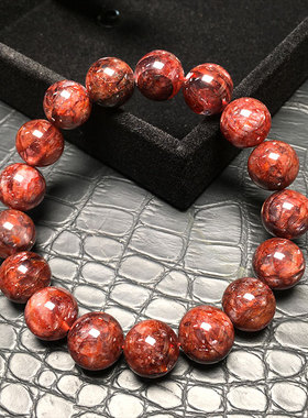 天然水晶红胶花男女同款饰品手链