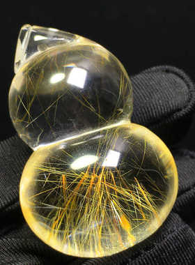 天然金发晶狐狸貔貅葫芦福瓜雕刻