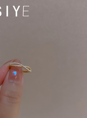 真金猫眼石戒指小众轻奢时尚珍珠