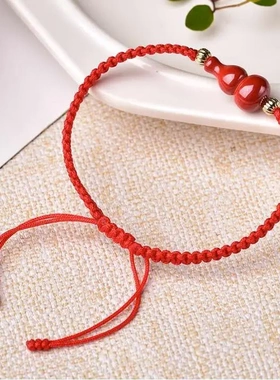朱砂手串本命佛生肖红绳手链女男水飞砂如意葫芦礼物牛年饰品