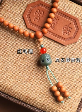 巴布亚檀香手串檀香木108颗佛珠项链文玩女男手链女生夏闺蜜小众