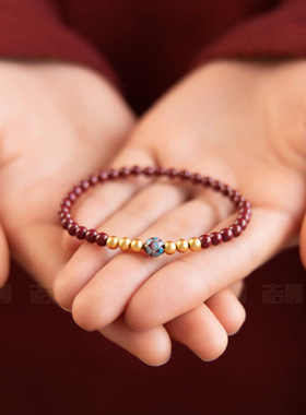 天然高含量紫金砂莲花手链女士款红色朱砂好事莲莲手串辰砂荷花