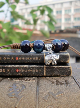 DIY手工创意陶瓷手链 民族风森女手饰 窑变珠子编织首饰地摊商品