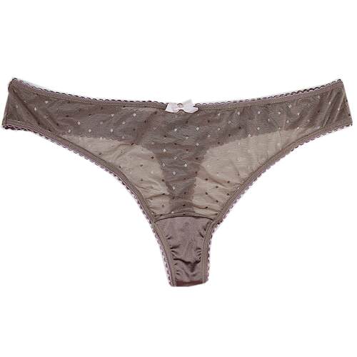 外贸原单高品质弹力透气网纱面料女大码丁字裤T裤圆点多色 XL XXL - 图3